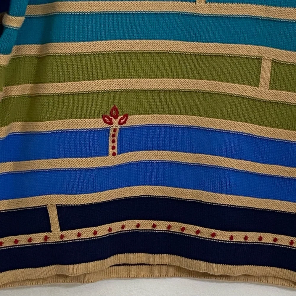 Gundrun Sjoden Striped Knit Sweater Small Organic Cotton Colorful Holiday - Picture 4 of 7